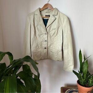 Danier Pastel Pale Green / Pale Sage Vintage Leather Blazer Jacket